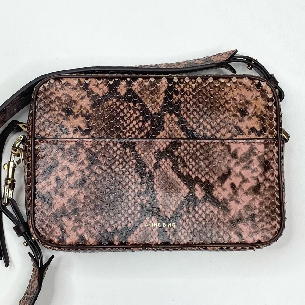 Anine Bing Alice Brown Python Crossbody Bag NWT